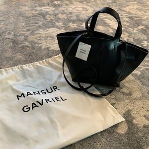 Mansur Gavriel Tulipano Black Leather Tote NWT